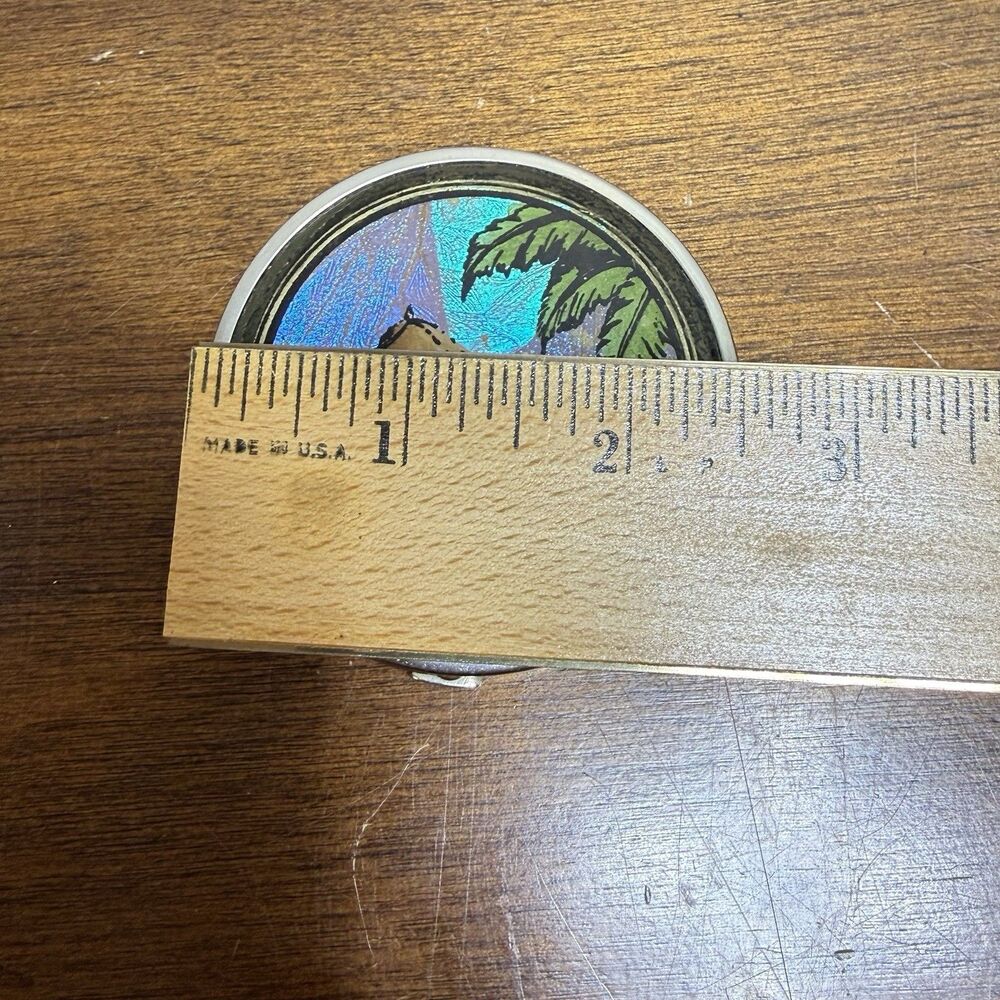 Vintage Rio de Janeiro Butterfly Wing Landscape Mirror Compact Stamped Brazil - Picture 5 of 7